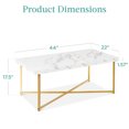 thumbnail image 7 of Best Choice Products 44in Rectangular Coffee Table, Living Room Accent Table w/ Faux Marble Top - White/ Bronze Gold, 7 of 7
