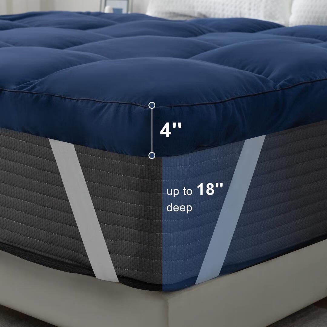 Mattress Topper Twin Cooling Plush Pillow Top Mattress Pad/Bed Topper, Hotel Quality Down Alternative Pillow Topper with Elastic band