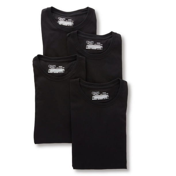 Chaps Men's Chaps CUCNP4 Essential Crew Neck TShirts 4 Pack (Black