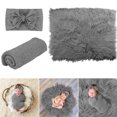 thumbnail image 3 of Coofit 3PCS Newborn Photo Prop Cute Decorative Swaddle Wrap Photography Mat & Headband, 3 of 10