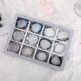 thumbnail image 3 of Organizador de joyas, caja de almacenamiento de 12 rejillas con tapa de metal, caja de almacenamiento de joyas para relojes, anillos, aretes, pulseras, color gris, 3 of 5