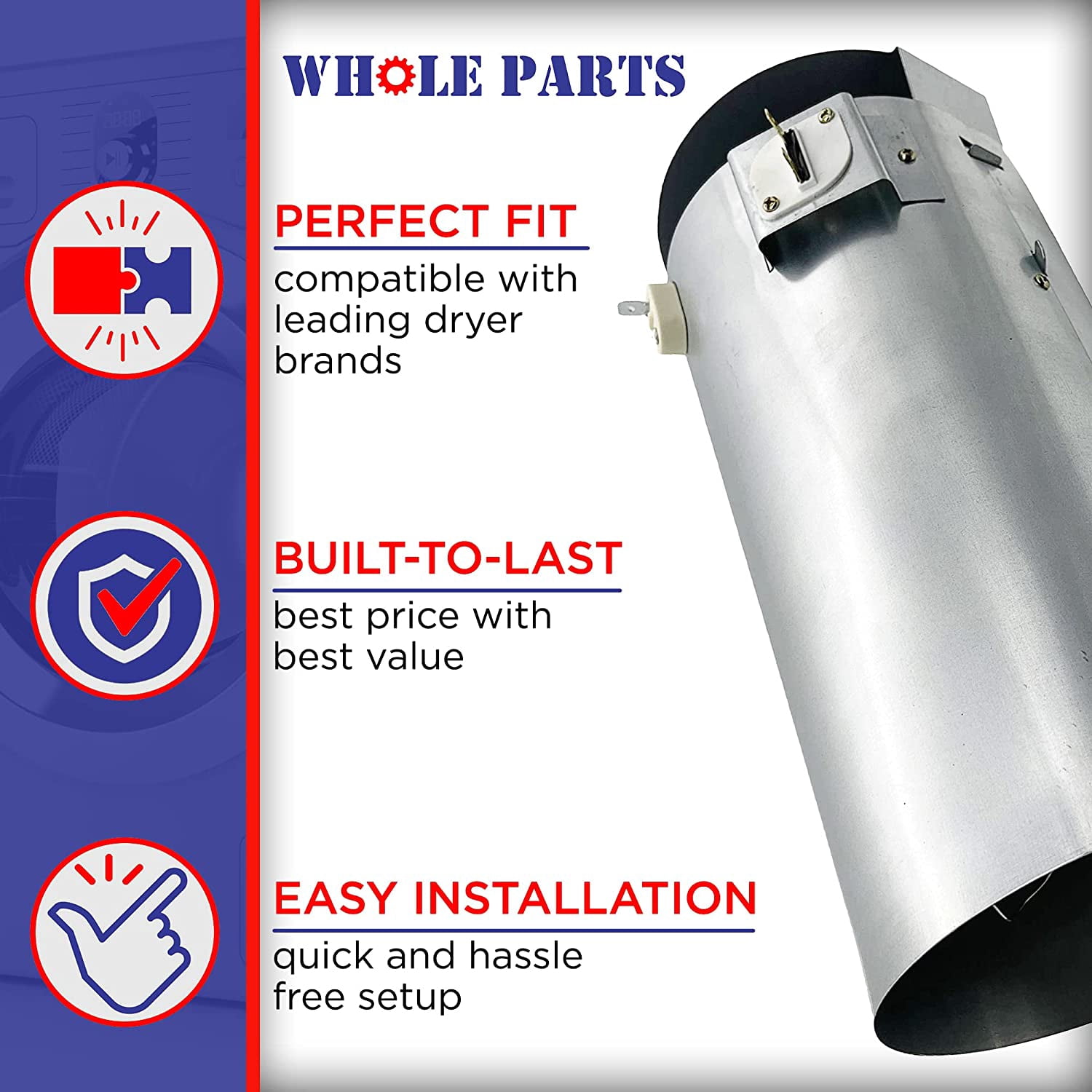 Whole Parts WP307178 Dryer Heating Element Assembly - Replacement and Compatible with Some Maytag, Crosley, Whirlpool Dryers
