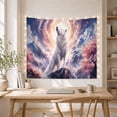 thumbnail image 5 of White Wolf Howling on Rock in Moonlit Mountains With Pink Blossoms, Mystical Fantasy for Nature Lovers, Dreamy Wall Art, Housewarming Gift, Tapestry Wall Hanging for Bedroom and Living Room, 5 of 7
