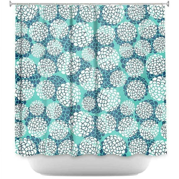 Shower Curtains - DiaNoche Designs - Aqua Floral Blossoms