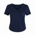 thumbnail image 1 of Playera Simply Basic para Mujer, Henley Manga Corta Marino Talla G, 1 of 4