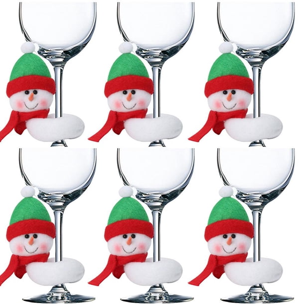 Copas De Vino De Navidad De 6 Uds., Decoración De Muñeco De Nieve, Alce, Papá Noel, Adornos Navideños Para La Cena De La Mesa Del Hogar Yuarrent HA044572-03