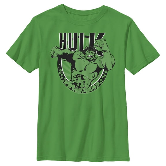 Boy's Marvel St. Patrick's Day Hulk Running Shamrock Graphic Tee Kelly Green Small