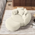 thumbnail image 5 of Wiilayok 50" W Oversized Chaise Lounge Chair Indoor with Ottoman,Thickened Backrest Round Reading Sofa Couch with 5 Pillows for Living Room, Beige, 5 of 9