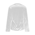 thumbnail image 5 of Pxkloy Womens Velvet Shirt Long Sleeve Patchwork Comfy Tops 2025 Fall Fashion Blouses V Neck Casual Trendy Clothes for Party White,L, 5 of 8