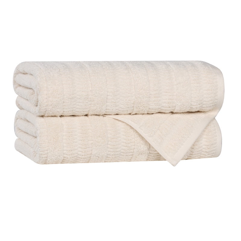 Superior Mika Smart Twist Cotton Medium Weight Bath Towels, Set of 2, Quick Dry Towels, Ivory
