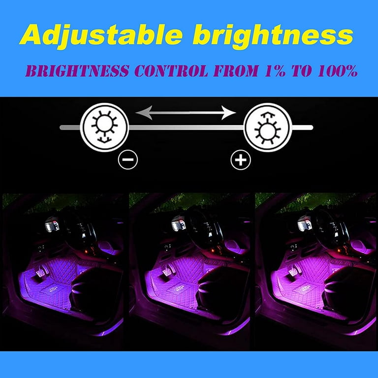 Car LED Strip Lights Christmas, 4Pcs 48 LED Interior Lights, Multicolor  Music Car Strip Light Under Dash Lighting Kit with Sound Active Function  and