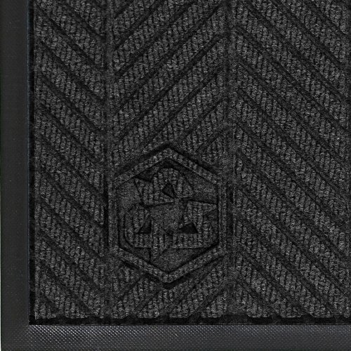 M+A Matting 2240 Tapis d'Entrée Intérieur en Polyester Waterhog Classic ECO Elite, Dos en Caoutchouc SBR, 3 Longueurs x 2 Largeurs, 3/8 Pouces d'Épaisseur, Fumée Noire