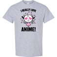 thumbnail image 3 of Inktastic I Really Love Anime with Cute Anime Cat and Hearts T-Shirt, 3 of 5
