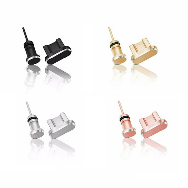 2PCS/Set Metal Charging Port + Earphone Port Dust 3.5mm headset stopper Plug Replacement for Android Mobile Phone 3.5mm Headset Stopper