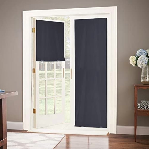 100% Blackout Cordless Thermal Insulated UV Protection Privacy Curtain for Windows and Doors (26''W x 68''H, Black, 1 Panel)