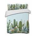 thumbnail image 2 of Green Cactus Twin Size Down Alternative Comforter, Lightweight Comforter Quilt Bedding Set with Pillow Shams Watercolor Summer Botanical Blue All Seasons Bed Comforter Duvet Insert 68"x86", 2 of 7