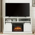 thumbnail image 2 of CASEMIOL 58" Fireplace TV Stand for TVs up to 65", Media Entertainment Center Console with 23" Electric Fireplace, 2 Sliding Door, Large Storage Cabinet for Living Room, Antique White, 2 of 8