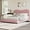 Pink, variant on Twin Size Bed Frame with Upholstered Headboard, Boucle Platform Bed with Rounded Corners Design, Wooden Slats, Noise Free, No Box Spring Needed, Pink