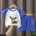 thumbnail image 2 of Ulanda Toddler Boy Summer Outfit Set 2026 2 Piece Short Sleeve T Shirt Top Shorts Sets Cartoon Printed Crewneck Comfortable Outfits (Blue, 7-8 Years), 2 of 3