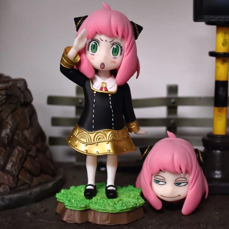 New SPY Family 2pc Figures, Anya, Band with Replacement Head Figure Statue 12cm/4.7inch Anime Figures Model Game Character Statue Collections Decorations Gift