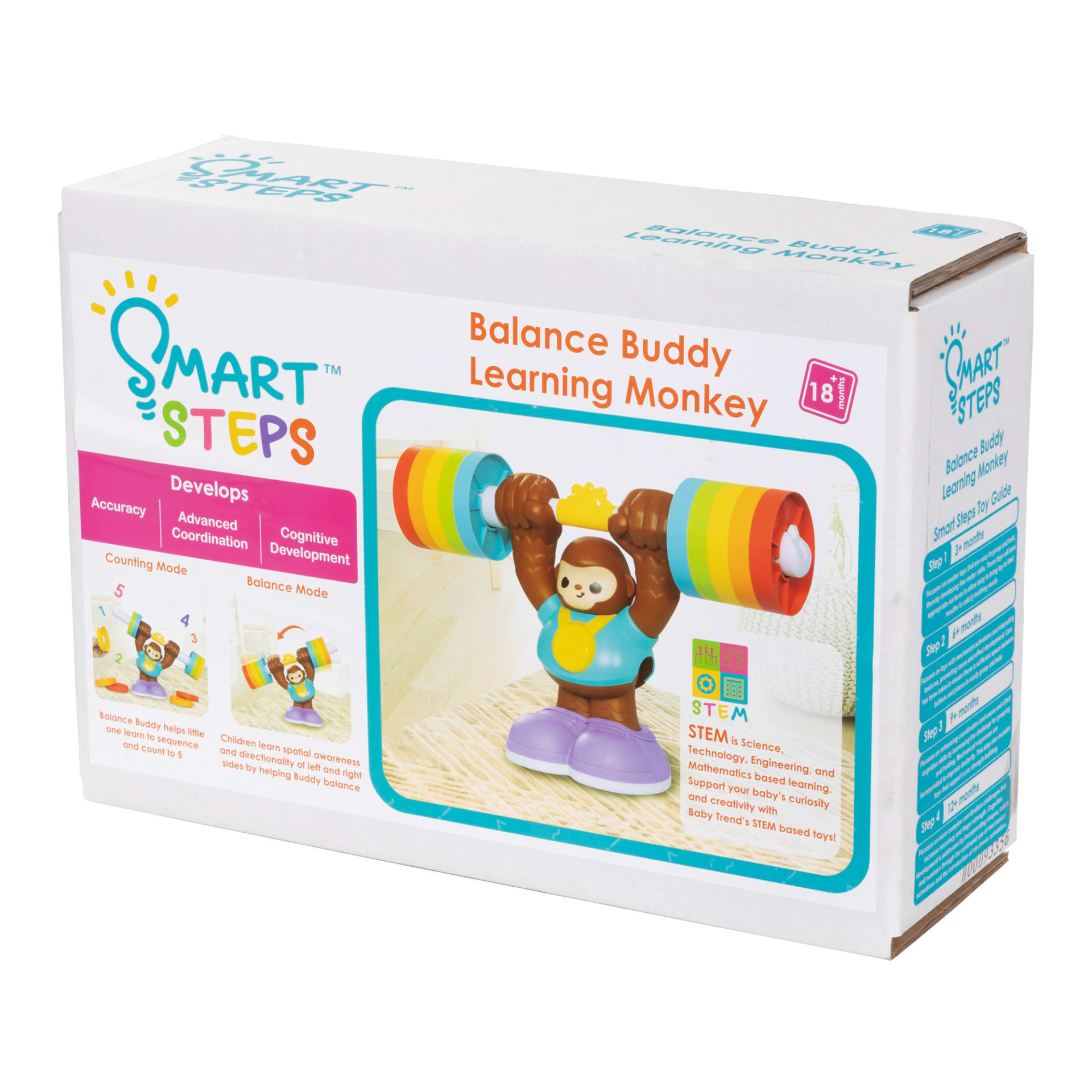 Smart Steps Balance Buddy Learning Monkey STEM Toy, 11 Piece Set for 12 Months and Up