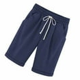 thumbnail image 3 of Pantalones cortos Cintura elástica Pantalones cortos sueltos Mujer Trajes de verano, Azul oscuro, XL kenally AP002089-63, 3 of 6
