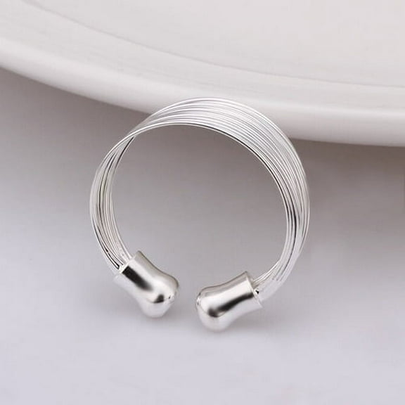 Opolski Fashion Multilayer Chain Ring Women Silver Plated Wide Band Adjustable Open Ring