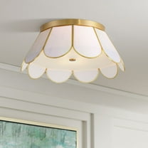 Possini Euro Design Eldridge 15 3/4" Modern Flush-Mount Ceiling Light Fixture Kitchen Foyer Flower Warm Brass Finish Seashell