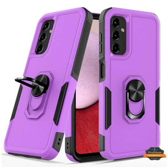 For Samsung Galaxy S25 /S24 Heavy Duty Rugged Hybrid, Dual-Layer Shockproof Protection with Magnetic Ring Stand Holder Phone Case Cover by Xpression, Purple