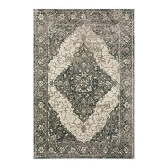 Addison Emporium French Farmhouse Grey Microfiber Area Rug 96"x132"