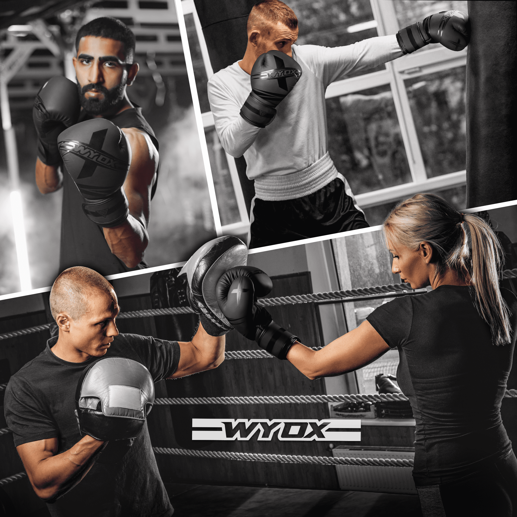 WYOX Boxing Gloves 10oz Adult Black – Men & Women | Workout, Punching, Pro Training, MMA, Kickboxing, Muay Thai, Heavy Bag