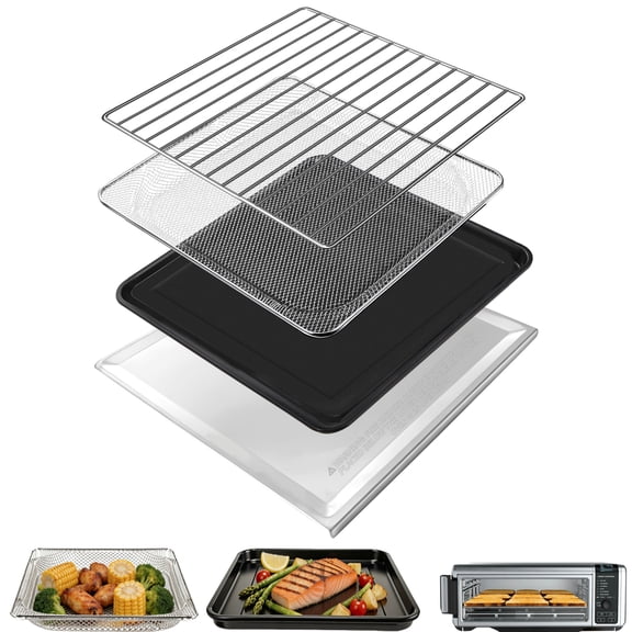Air Fryer Replacement Parts for Ninja Foodi SP101 SP100 SP201 Air Fryer Oven, 13*13'' Air Fryer Accessories Grill Pan Plate Basket Rack Crumb Tray
