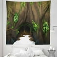 thumbnail image 1 of Nature Tapestry, Tree Cave Surrounded with Moss Woodland Green Fantasy Secret World Cartoon, Fabric Wall Hanging Decor for Bedroom Living Room Dorm, 5 Sizes, Fern Green Chocolate, by Ambesonne, 1 of 1