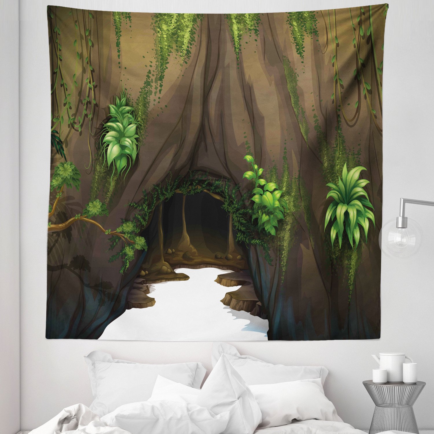 Nature Tapestry, Tree Cave Surrounded with Moss Woodland Green ...