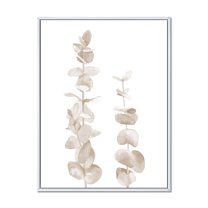 Designart 'Grey Eucalyptus Branches On White' Traditional Framed Canvas Wall Art Print