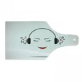 thumbnail image 1 of Music Cutting Board, Young Lady Listening to Music Earphones Smiling Close Eyed Girl Enjoy Melody Theme, Tempered Glass Cutting and Serving Board, Wine Bottle Shape, Black White, by Ambesonne, 1 of 1