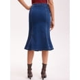thumbnail image 4 of DARING DIVA Women's Bodycon Fishtail Ruffled Knee Length Jean Skirt X-Large Deep Blue, 4 of 7