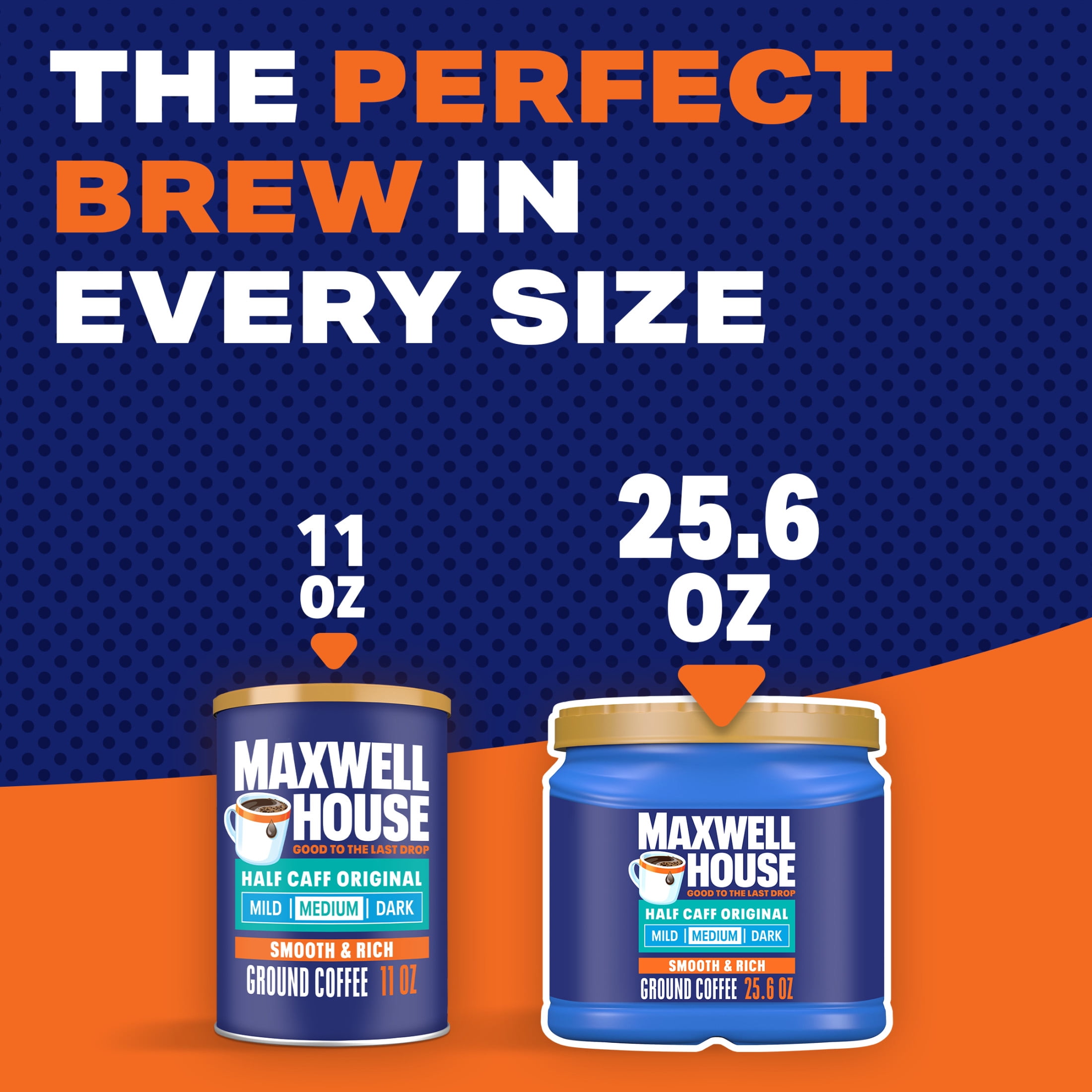 (6 pack) Maxwell House Half Caff Ground Coffee, 25.6 oz. Canister
