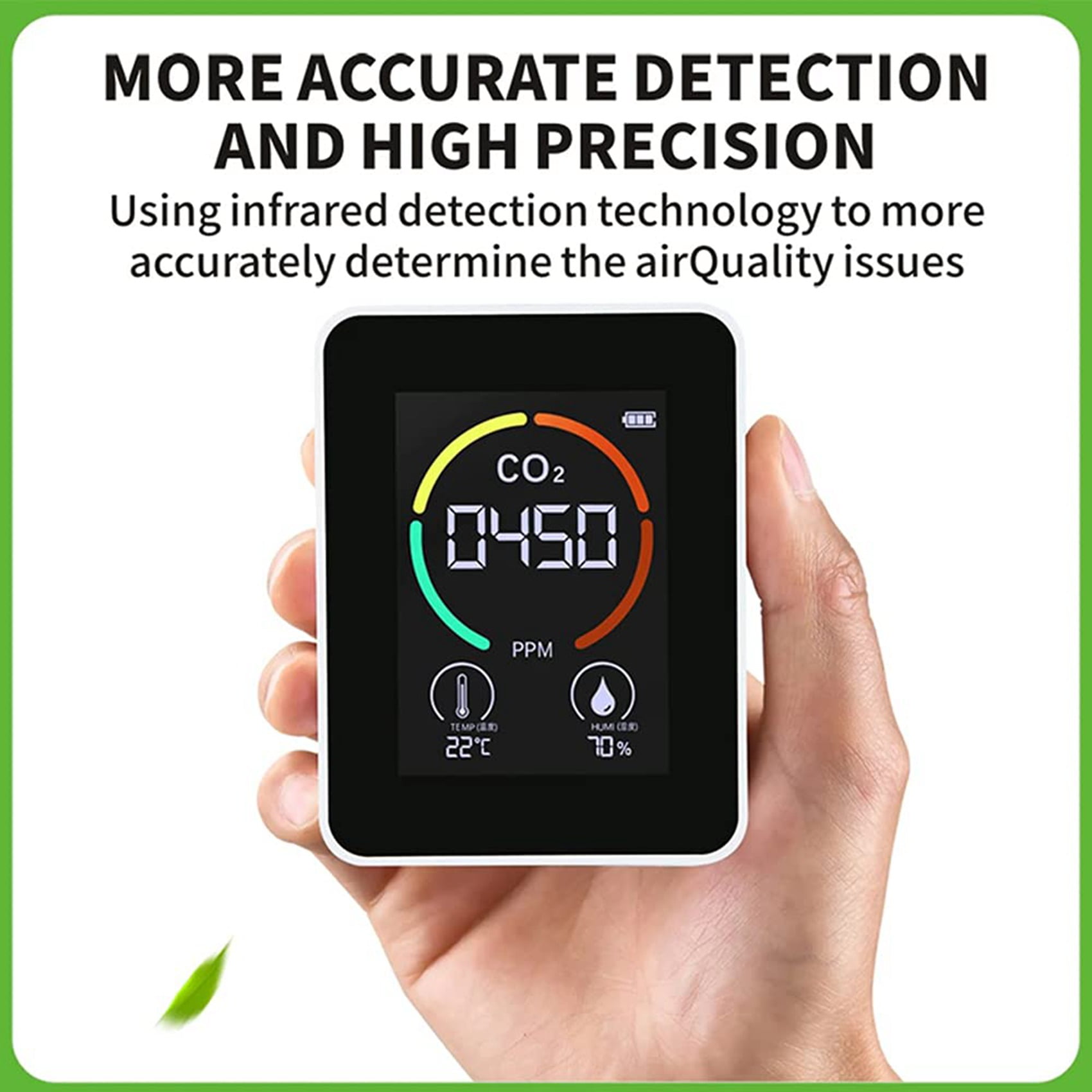2X Temperature & Humidity Meter, Air Quality Monitor, CO2 Detector, Digital Air Pollution Carbon Dioxide Detector