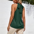 thumbnail image 4 of Alun Womens 2026 Fashion Summer Tank Tops Dressy Casual Lace up Halter Top Solid Color High Neck Sleeveless Tshirt Beach Vacation Thin Breathable Loose Fit Daily Wear Dark Green XL, 4 of 6