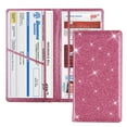 thumbnail image 2 of Leather Checkbook Cover for Men & Women, Checkbook Wallet for Duplicate Checks with Elastic Band, Glitter Pink, 2 of 3