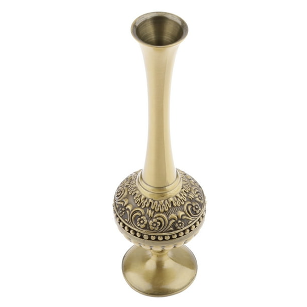 Jarrón de flores retro europeo para mesa de restaurante de banquete vintage Bronce 2