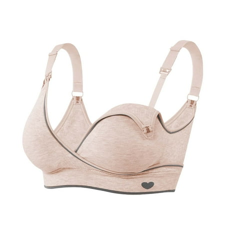 YHGFVOKJ Bras for Women Full Coverage Stretch Wireless Lightly Lined Comfort Breastfeeding Before and After Breastfeeding without Steel Ring Stitching Bra Underwear Back Support Bra Beige 36/80