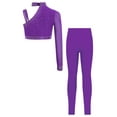 thumbnail image 2 of TTAO Athletic Leggings Set for Girls Crop Top with Leggings Activewear Set 2 Piece Dance Outfits Tracksuit Purple 10, 2 of 3