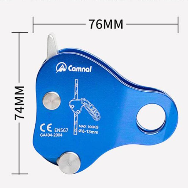 Safety Rope Grab Rock Climbing Arborist Fall Arrester Pulley Climbing Fall Device Blue