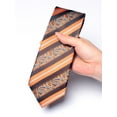 thumbnail image 2 of Yongchuantie Men's 3.15" Necktie Orange Paisley Stripe Pattern Hand Knot 8CM Wide Tie+Gift Box, 2 of 7