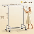 thumbnail image 3 of Exenoray Heavy Duty Single Rod Garment Rack with Wheels, Adjustable Chrome Clothes Rack with Extendable Rod, Rolling Clothing Rack with Lockable Casters for Home, Retail & Laundry, 3 of 7