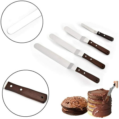 Angled Palette Knife Stainless Steel Set of 4 Pastry Cutter for baking ...