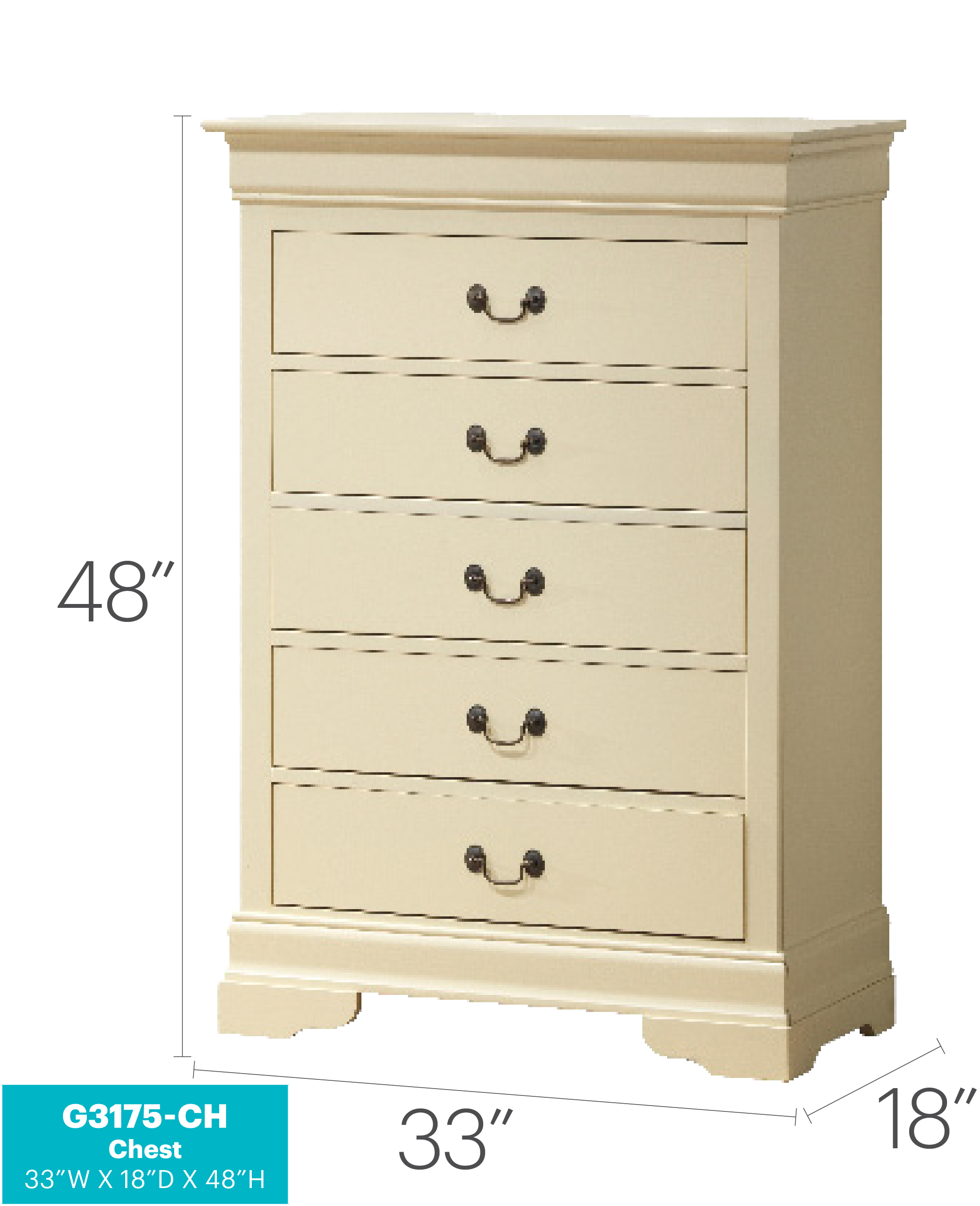 Glory Furniture Primo Chest in Champagne Color