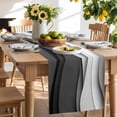 thumbnail image 3 of Burlap Table Runner 70 Inches Long, Abstract Grey White Black Waves Non-Slip Kitchen Table Runners for Dining Room Everyday Use Party Table Decorations Gradient Line, 3 of 9